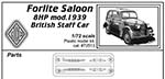 British Staff Car Forlite Saloon 8HP mod.1939